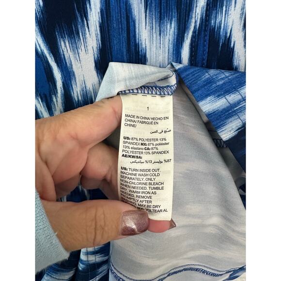 Zenergy Chico's UPF Neem Zip Bungee Dress 1 M Blue Ikat - Picture 10 of 10